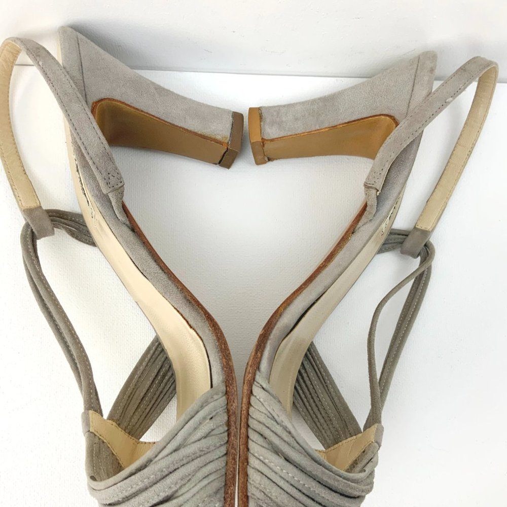 Vintage Giorgio Armani Gray Suede Strappy sandals Heels  Sz 39 (8) - Picture 9 of 16